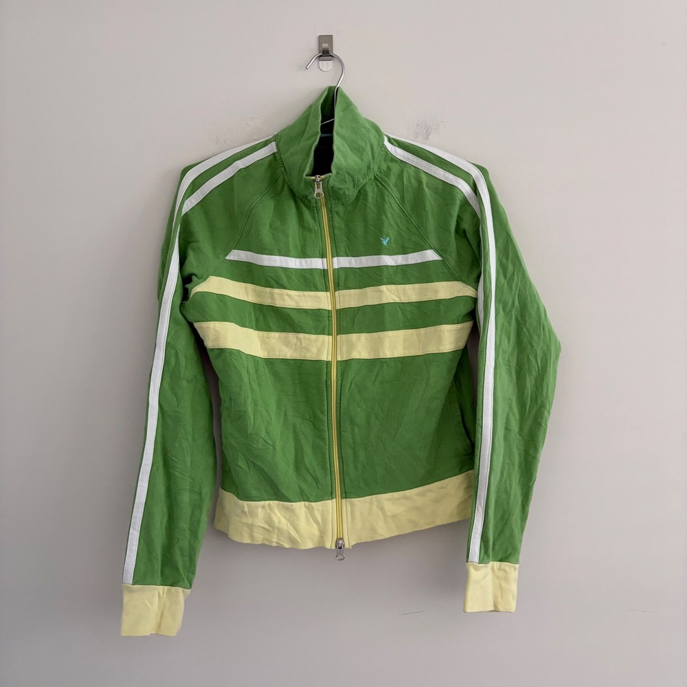American Eagle Outfitters Green Striped Track Jacket Zip Up Large